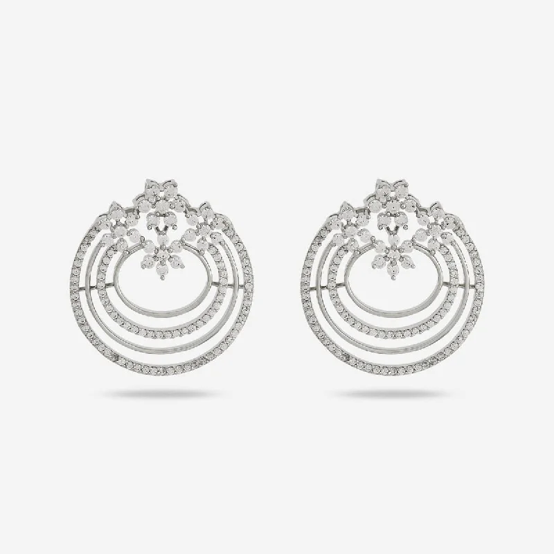 Best hoop earrings with asymmetrical designs for a fashion-forward, avant-garde look-Zircon Earring 169418