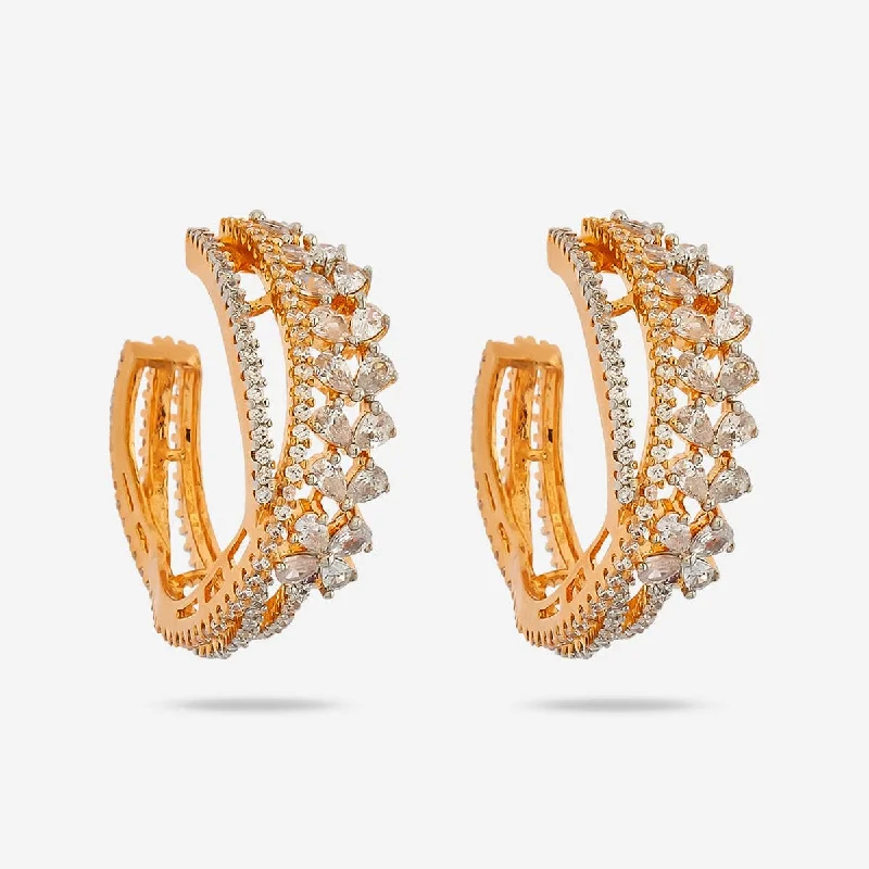 Hoop earrings with twisted leather for a chic and modern boho look-Zircon Earring 169438