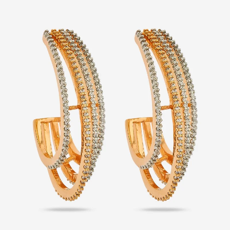 Hoop earrings with resin accents for a bold and colorful design-Zircon Earring 169443